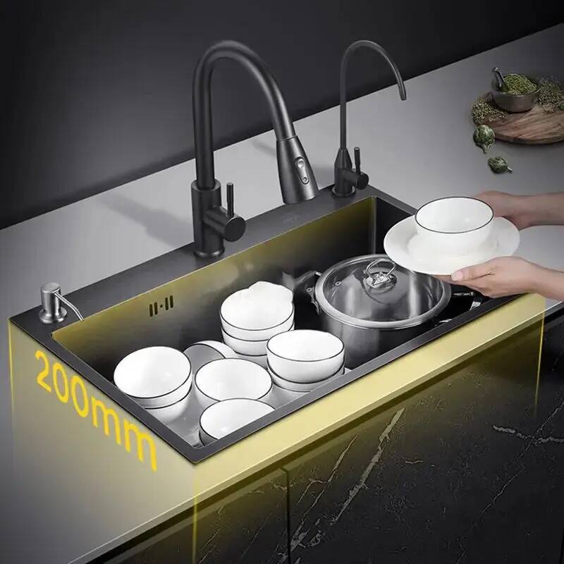 Home One Bathroom Accessories - Fregadero de Cocina Negro Nano de