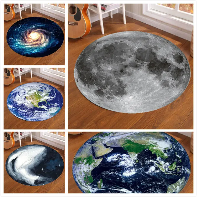 Home Bathroom Rugs - Alfombra redonda de galaxia, tierra y