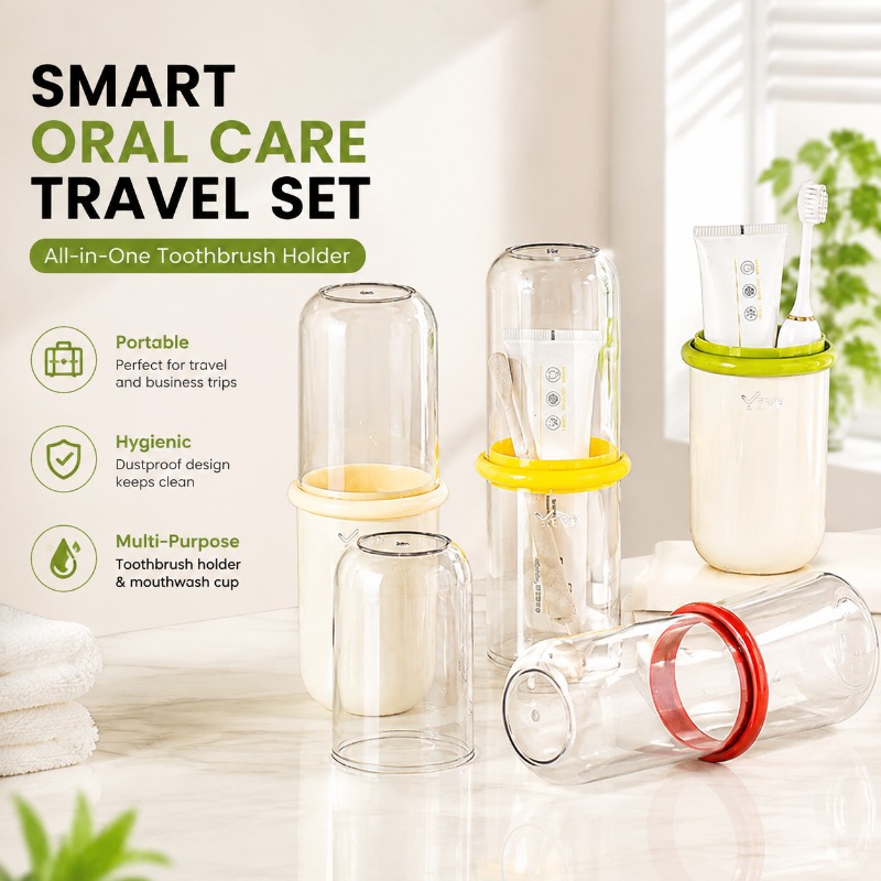 Toothbrush Holder Set - Juego de soportes transparentes de plástico