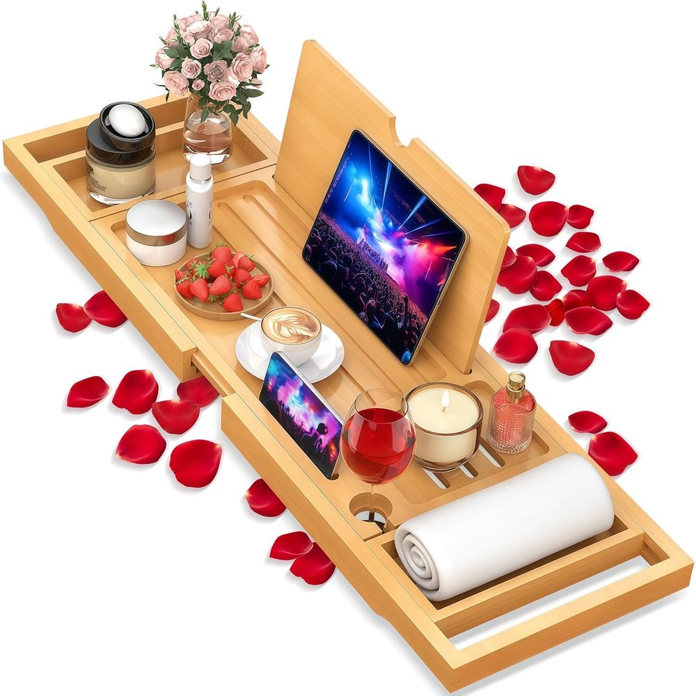 Bath Caddy Tray - Elegante Bandeja de Baño de Bambú