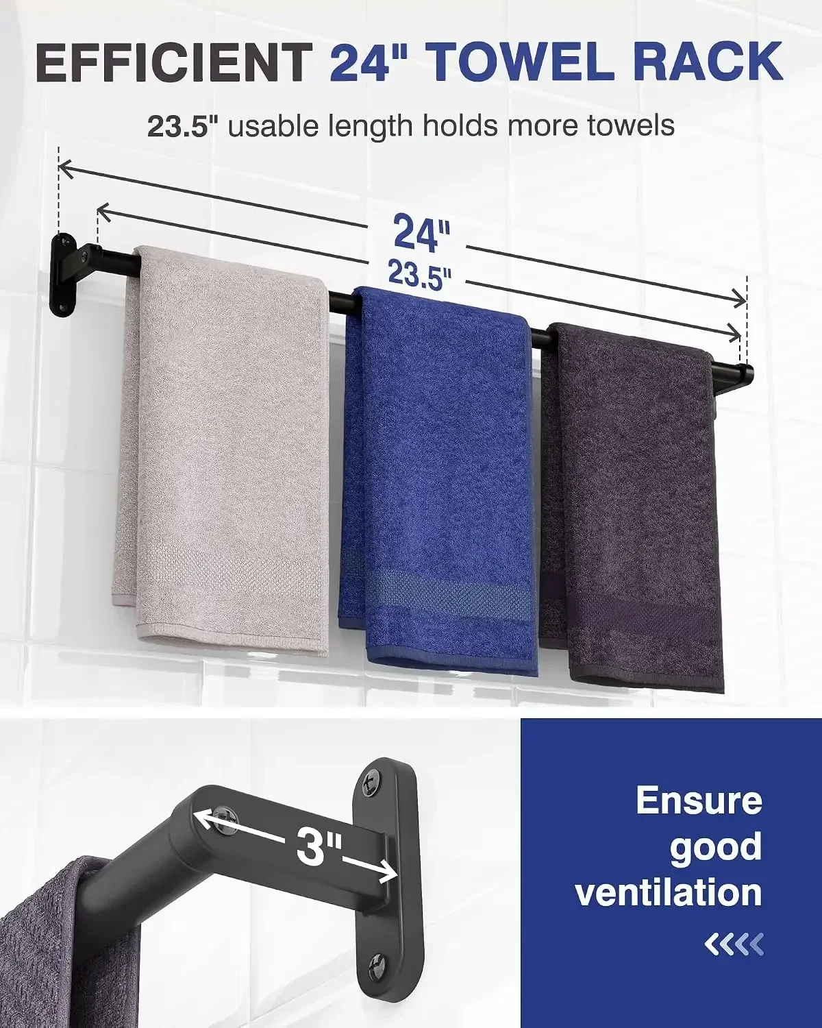 Toallero negro mate para baño  - Home Essentials Bathroom Accessories reseña y precio