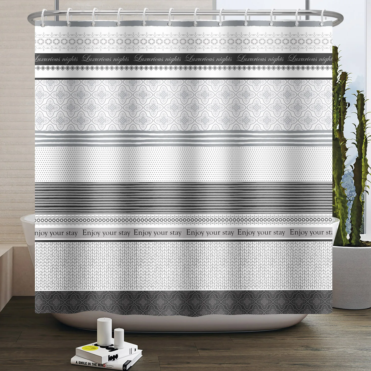 Cortina de ducha con patrón de - Home Bathroom Partition reseña y precio