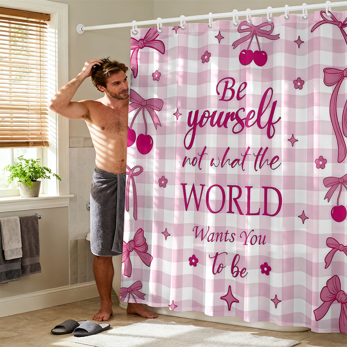 Cortina de ducha con estampado - Home Bathroom Partition reseña y precio